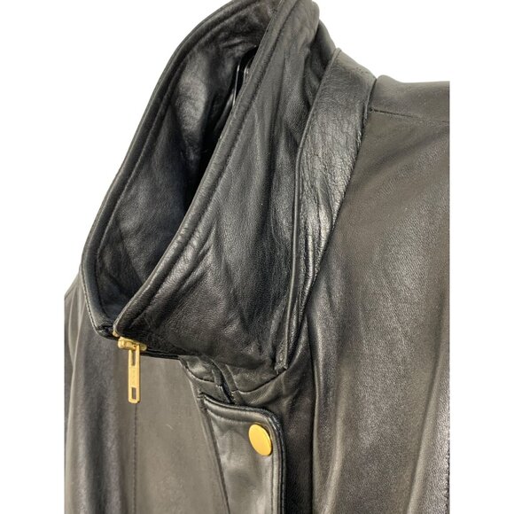 VTG Womens Worthington Size L Lambskin Leather Coat Black EUC Pockets 7025 - Picture 5 of 11